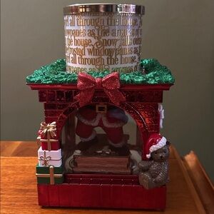 Bath & Body Works Light-Up Fireplace Water Globe 3-Wick Candle Holder